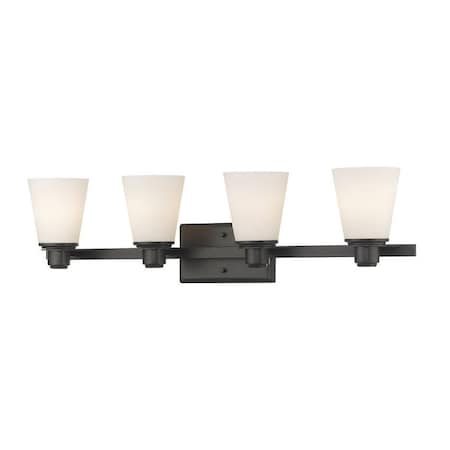 Z-Lite Kayla 4 Light Vanity, Bronze & Matte Opal 7001-4V-BRZ